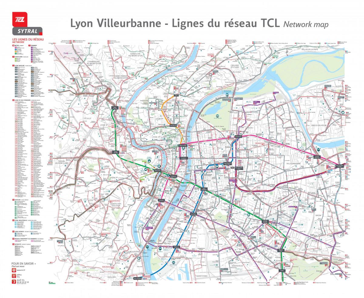 Plan des transports publics de Lyon