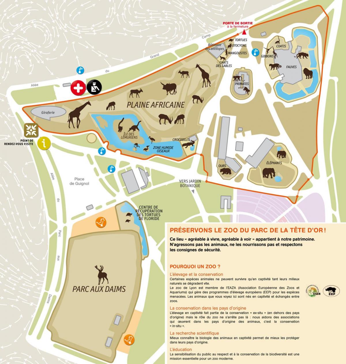 Plan du parc zoologique de Lyon